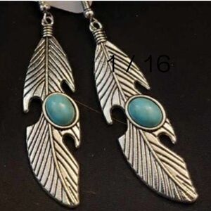 Western Style Turquoise Feather Earrings NWT